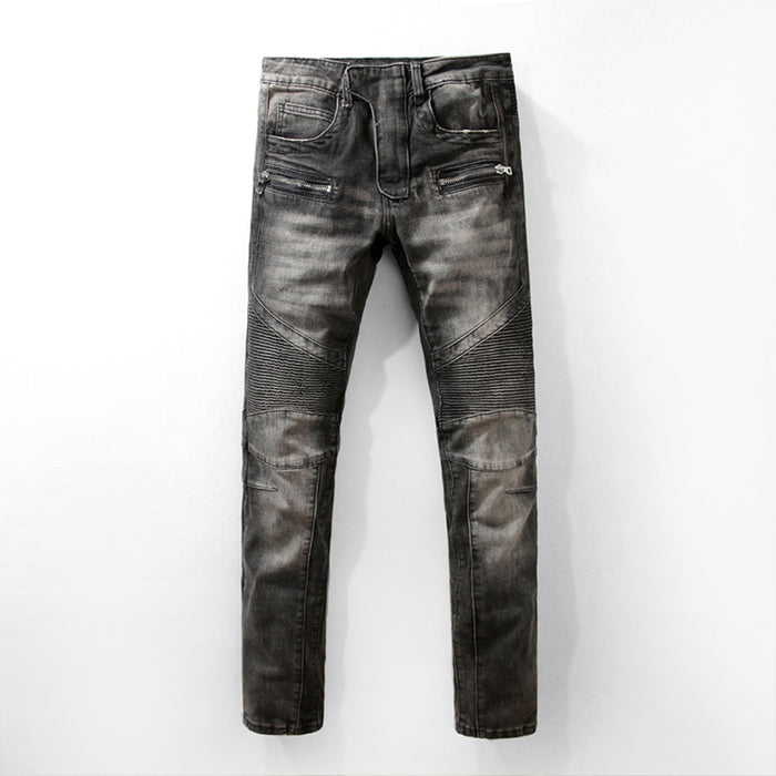 2017 New Arrival Brand Black Men Jeans Slim Fit Casual Zipper Fly Denim Pants Plus Size Free Shipping