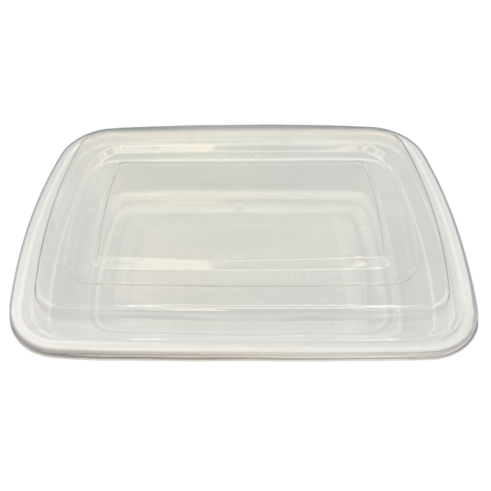 25 oz White Rectangular Take-Out Microwaveable Container with Clear Lid