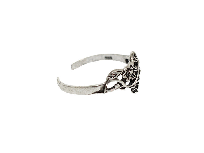 Blossom Toe Ring - Sterling Silver Adjustable Jewelry side view