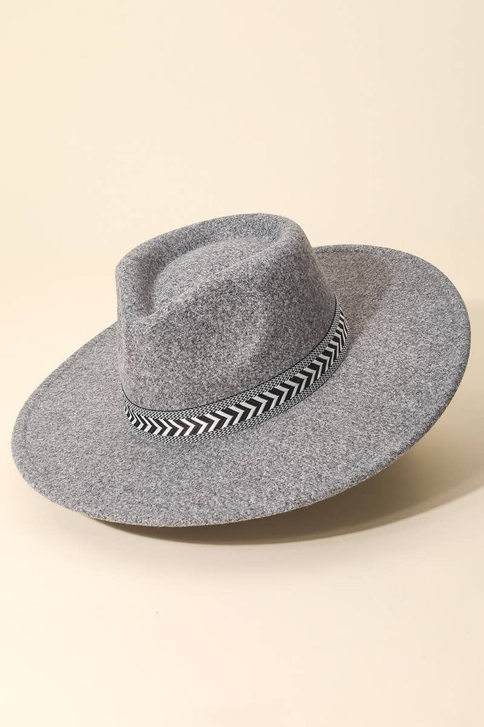 Chevron Pattern Strap Fedora Fashion Hat - Taryn x Philip Boutique
