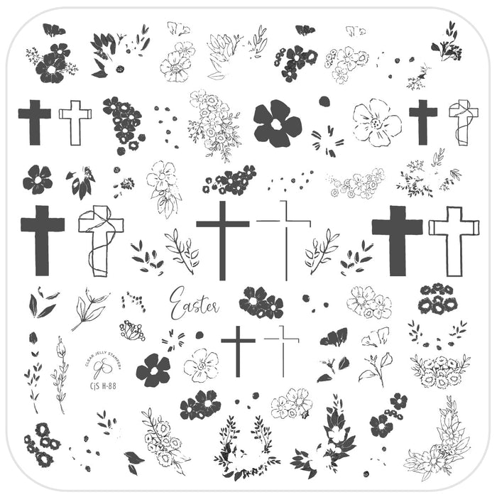 CjSH-088 -Easter Floral | Clear Jelly Stamping Plate