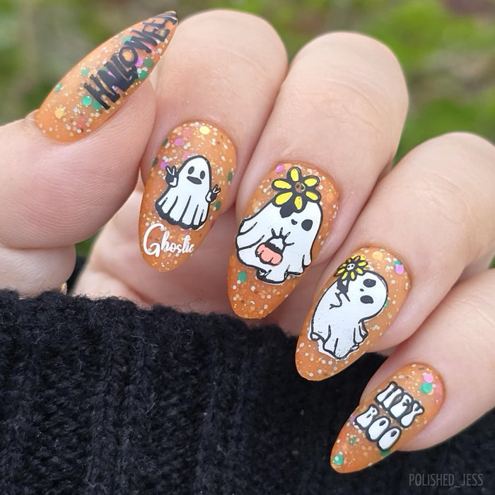 CjSH-115 Hey Boo | Steel Nail Art Stamping Plate