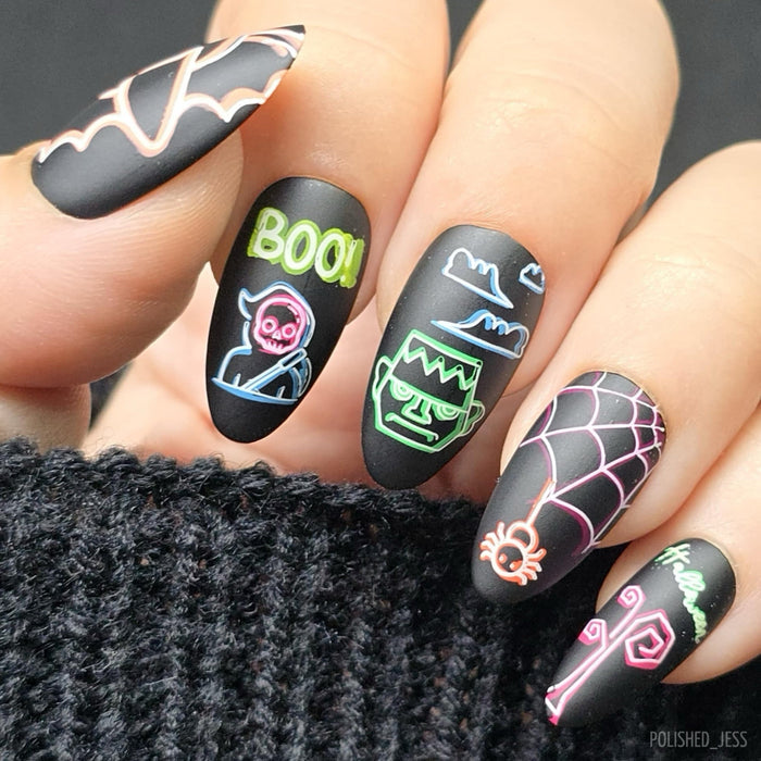 CjSH-117 Neon Nightmares | Steel Nail Art Stamping Plate