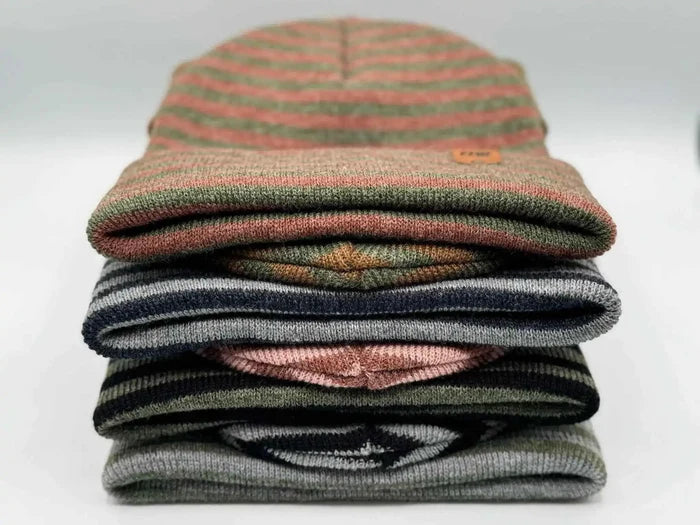 Classic RoRo Cuffed Beanie, Burgundy and Green