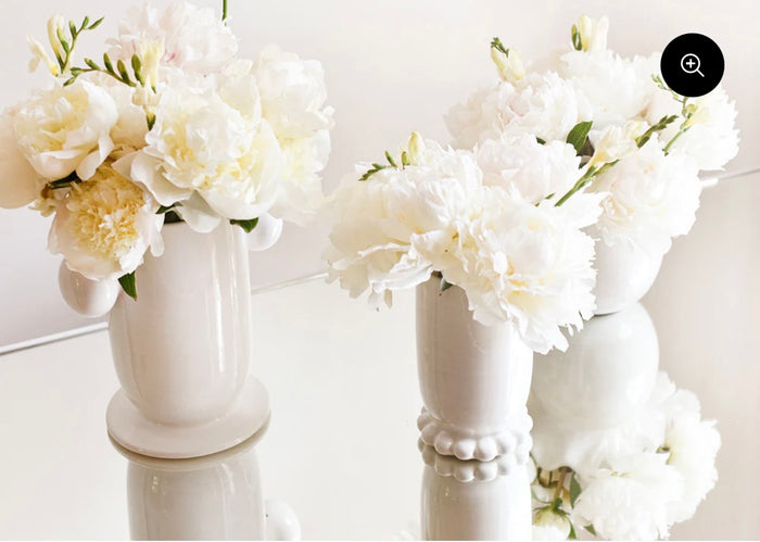 Cotton Colors Signature White Ruffle Vase