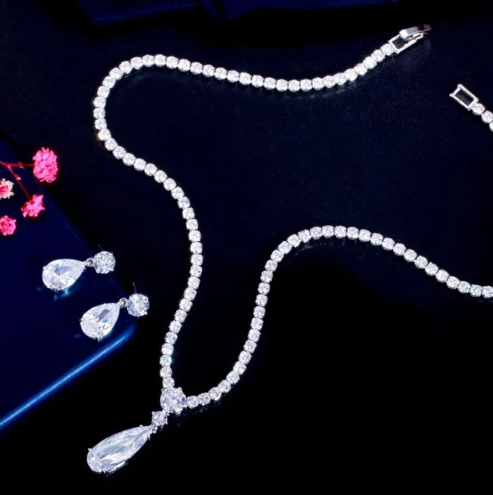 Wedding Jewelry - Silver Cubic Zirconia Bridal Jewelry Set - More Colors