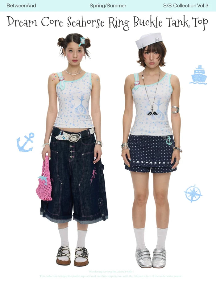 Dream sore seahorse ring buckle tank top