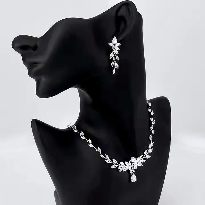 Wedding Jewelry - Silver Cubic Zirconia Bridal Jewelry Set