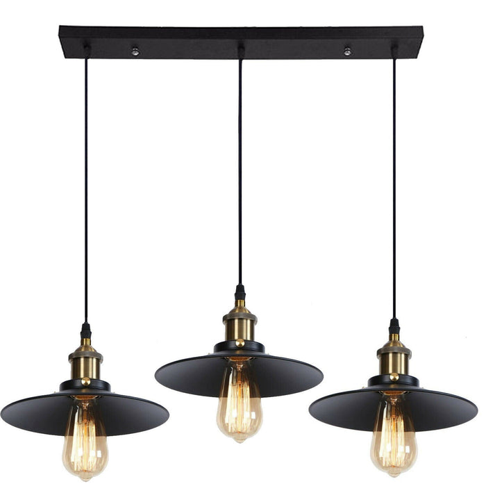 Flat Modern Black 3 Light Pendant Ceiling Light ~2137