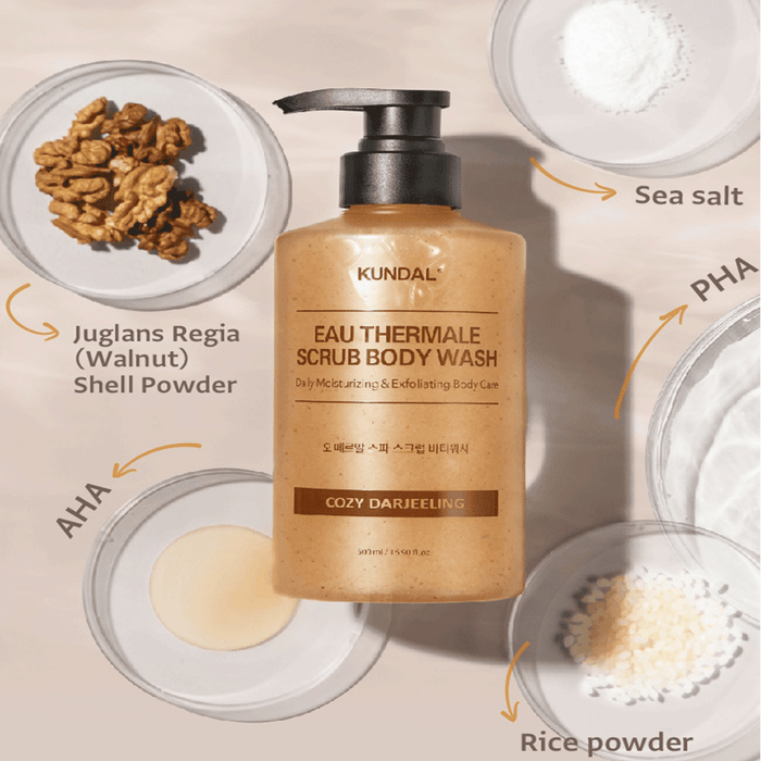 Kundal Eau Thermale Scrub Body Wash Darjeeling 500 ml - Beauty Tribe