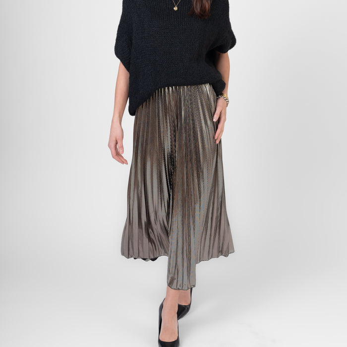 ME&GEE Full Length Knife Pleat Skirt| Gold