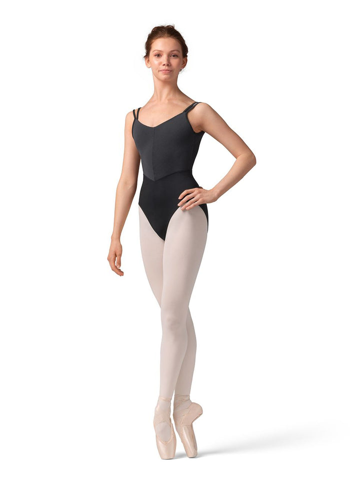Mirella Striped Double Strap Camisole Leotard
