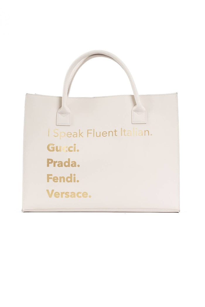 MODERN VEGAN TOTE - Fluent Italian (Ivory) - Taryn x Philip Boutique