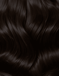 Herbal hair color, dark brown cacao shade; dark brown hair strands