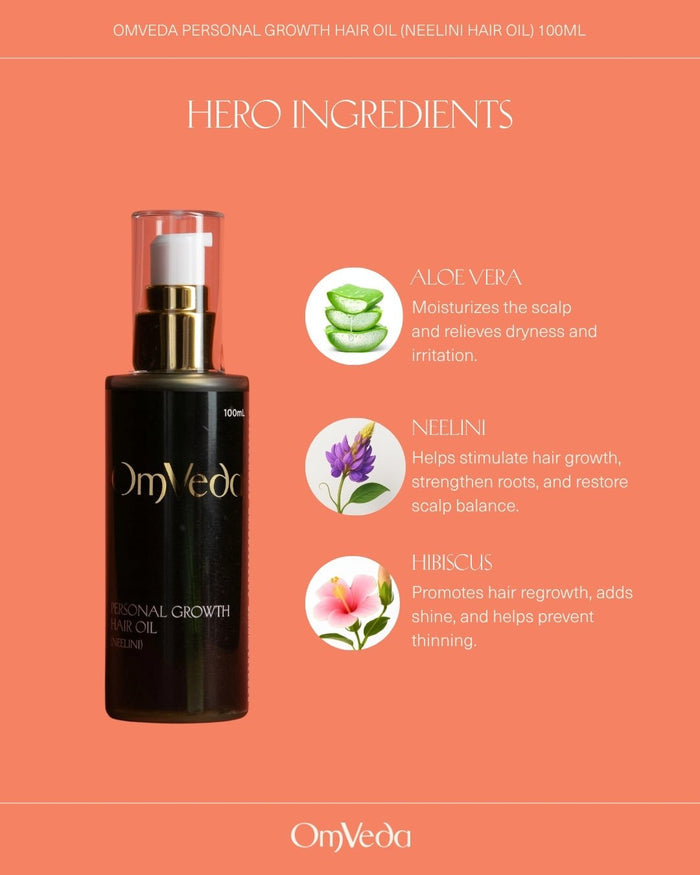 Personal growth hair oil bottle with pump, front view