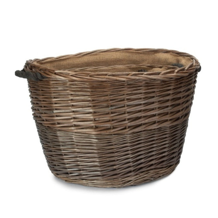 Oval Hessian Lined Wicker Log Basket