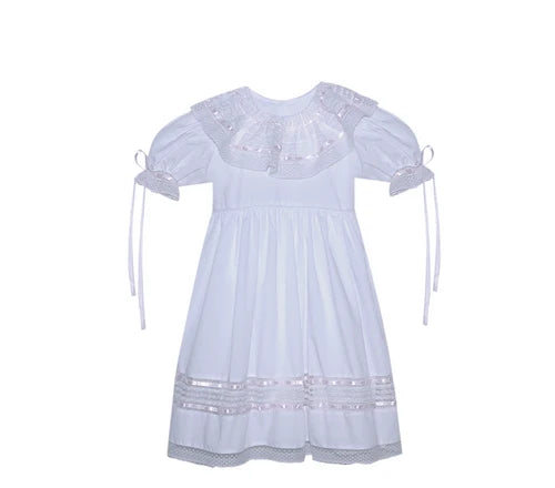 P & R Georgia Lace Collar Dress w/Pink Ribbons