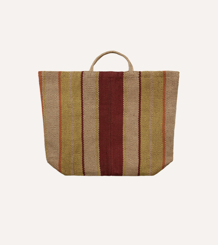 Red, Orange and Yellow Maison Bengal Extra Large Jute Poresh Tote Bag