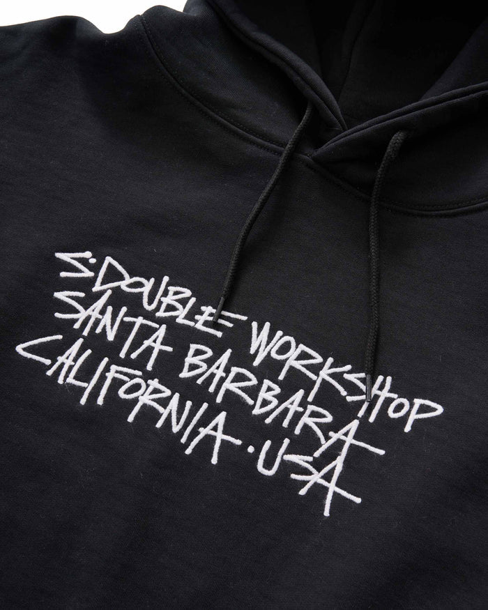 S-Double - Address Text Pullover Hoodie - Black