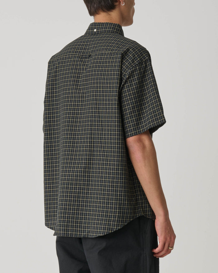S-Double - Riven Plaid Short Sleeve Classic Shirt - Black
