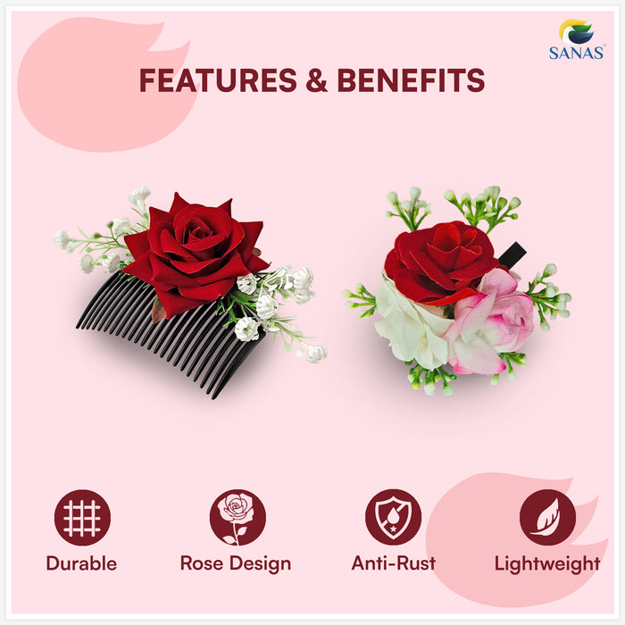 Elegant Hair Accessories for Women Rose Hair Comb