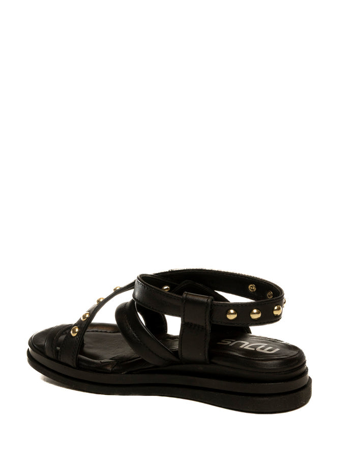 MJUS Sandalo fibbia borchie nero N14004 PELLE-6002