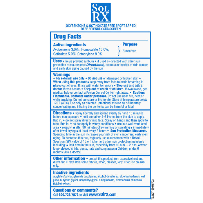 SPORT SPF 50 Sunscreen Spray | SolRX Sunscreen