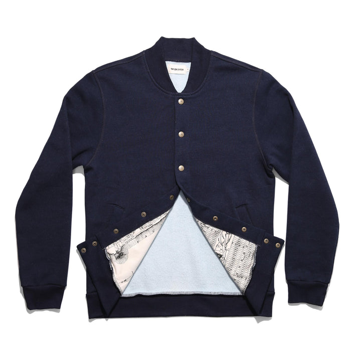 The Bomber in Indigo Fleece