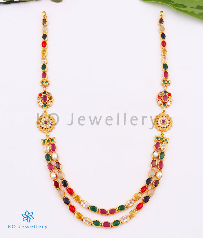 The Emaya Silver Navaratna Necklace(2 Layers)