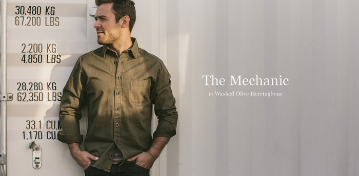 The Mechanic in Washed Olive Herringbone