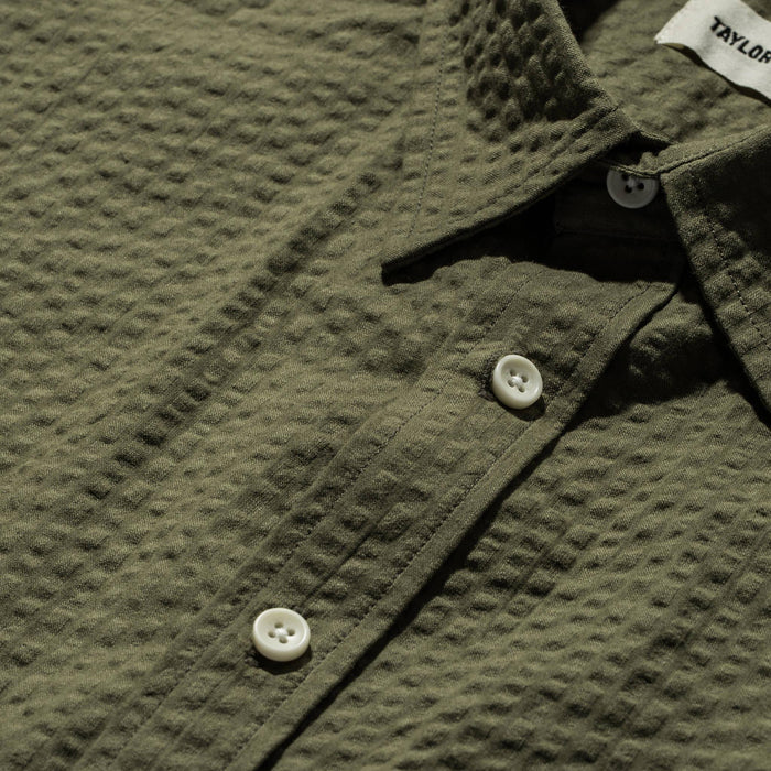 The Short Sleeve California in Army Seersucker