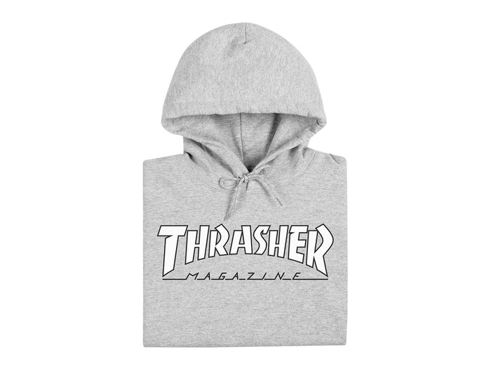 Thrasher - Outlined Logo Hooded Fleece - Grey / White
