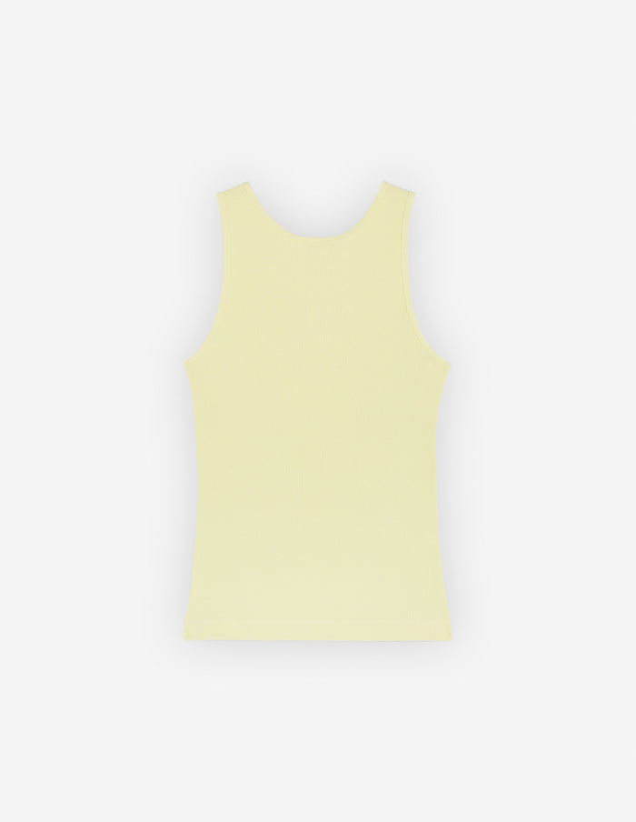 Women's Baby Fox Patch Ribbed Tank Top Chalk Yellow