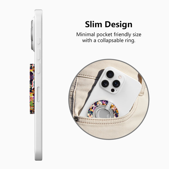 Zero Woofs Given Hold It Fancy MagSafe grip ring with a colorful illustrated dog print design from Fancy Bands