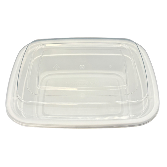12 oz White Rectangular Take-Out Microwaveable Container with Clear Lid