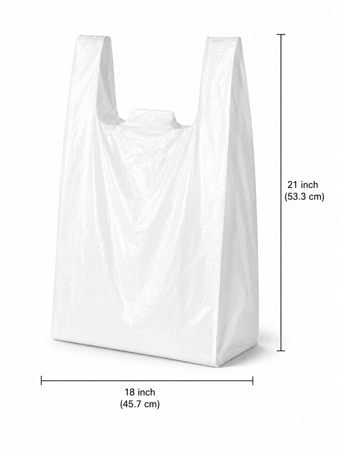18" x 21" White Low Density Shopping Bags - S4