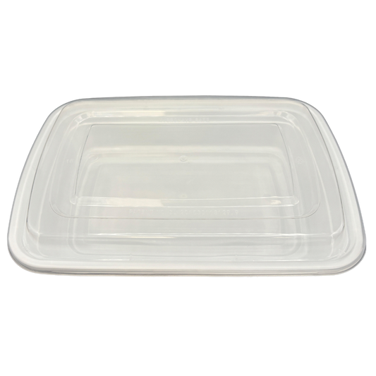 25 oz White Rectangular Take-Out Microwaveable Container with Clear Lid