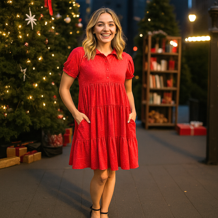 50098 - Shimmery Dress with Pockets