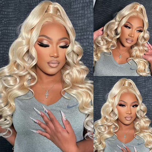 qvr wigs 613 blonde body wave with 4x4 lace closure