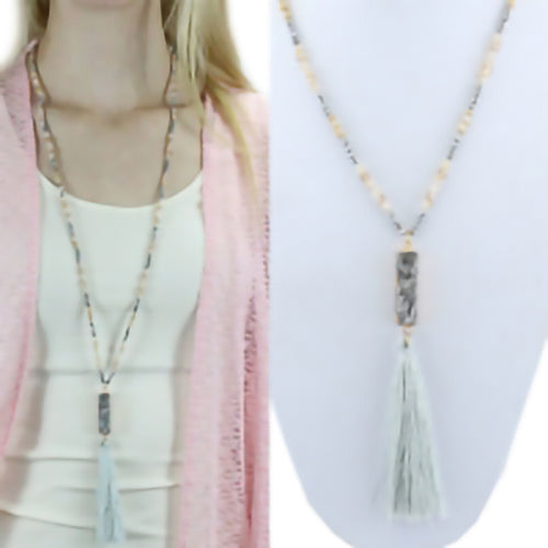 72181 - Druzy Natural Stone Necklace - Grey