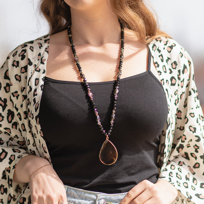 72564 - Natural Stone Necklace - Black