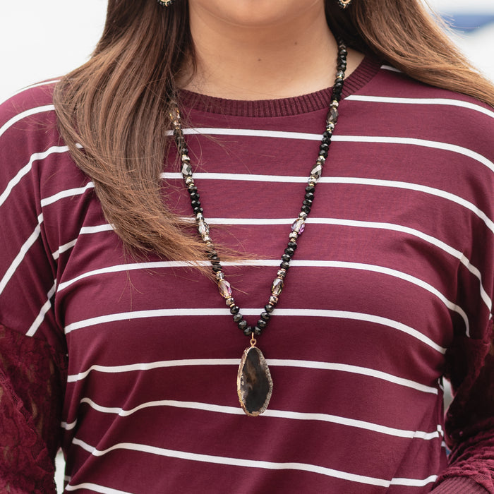 72564 - Natural Stone Necklace - Black