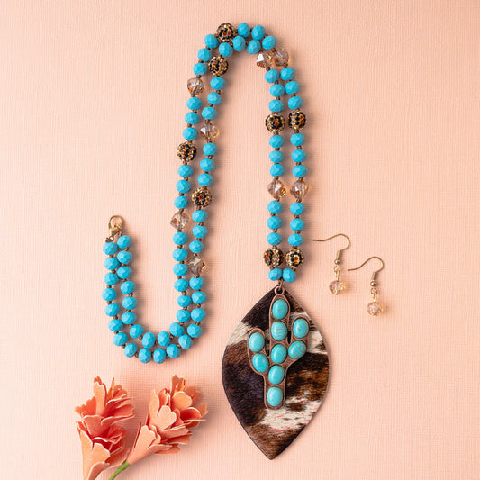 72880 - Squash Blossom Cactus Necklace - Turquoise