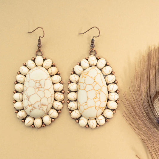 93064 - Squash Blossom Earrings - Ivory & Copper