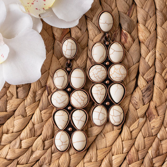 93078 - Squash Blossom Earrings - Ivory & Copper