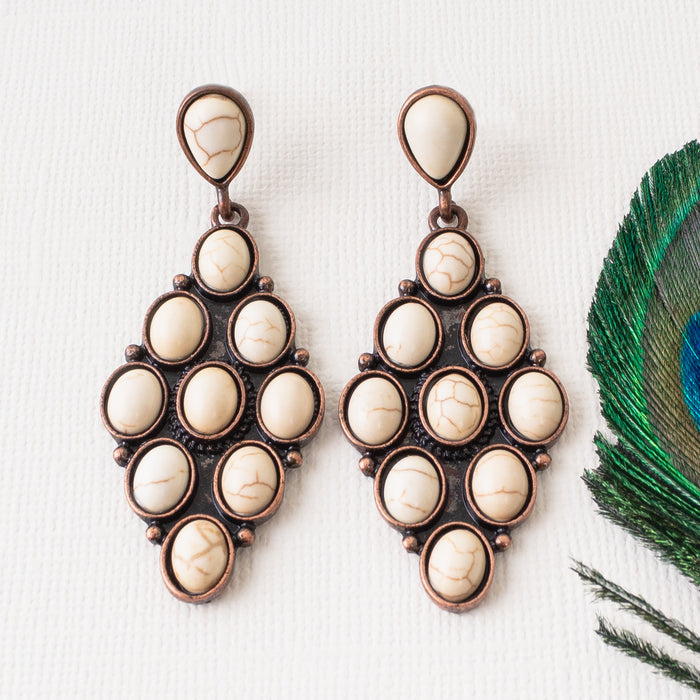 93081 - Squash Blossom Earrings - Ivory & Copper