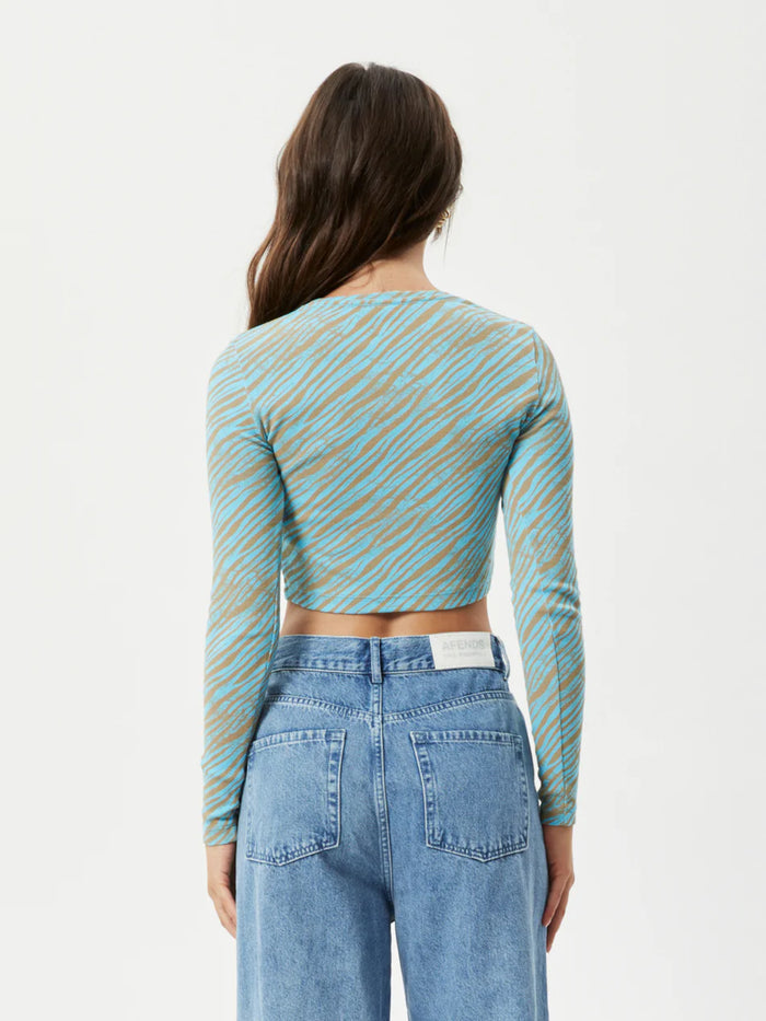 Adi - Recycled Ribbed Long Sleeve Top | Blue Stripe-Image 3