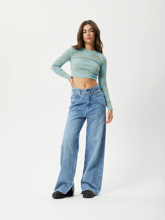 Adi - Recycled Ribbed Long Sleeve Top | Blue Stripe-Image 4