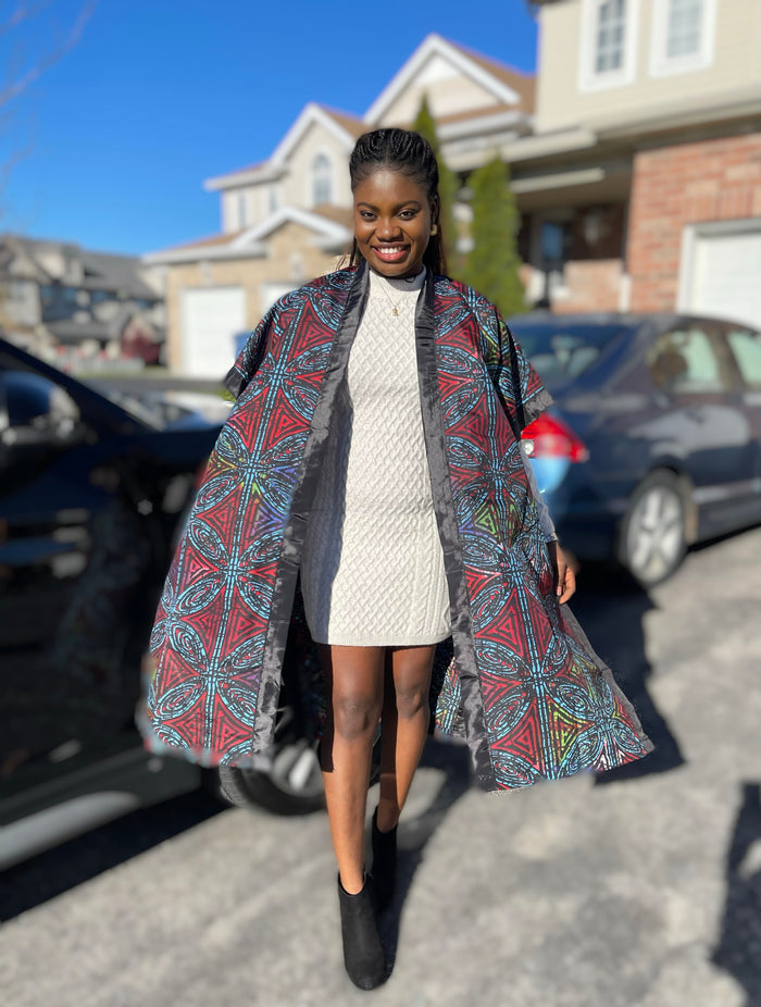 African Print Ankara Kimono One Size Dress - Kiekie Kimono (014)