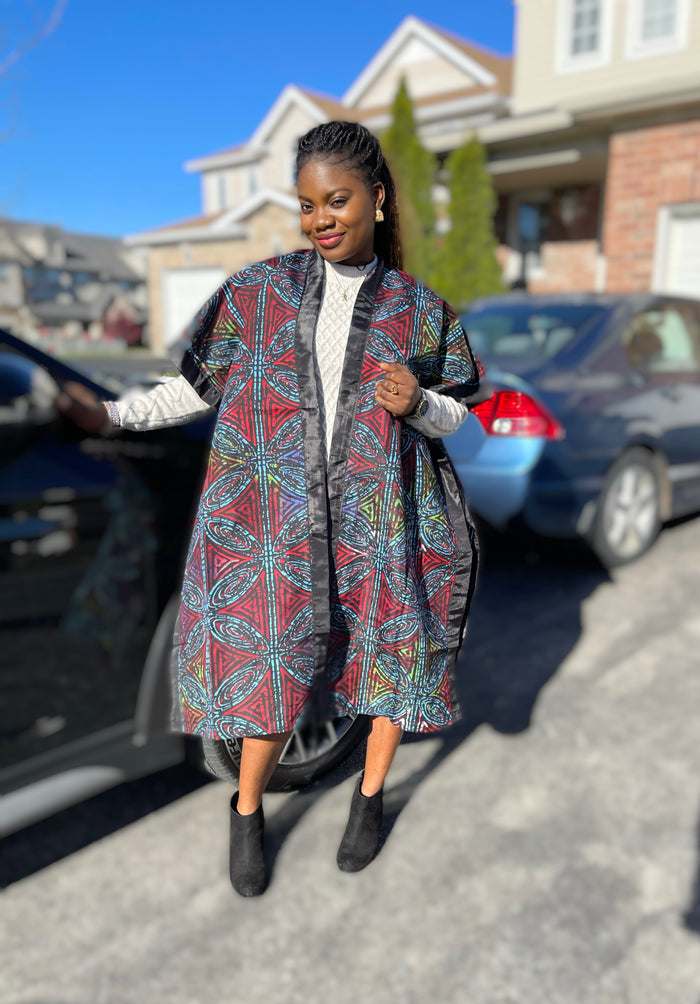 African Print Ankara Kimono One Size Dress - Kiekie Kimono (014)